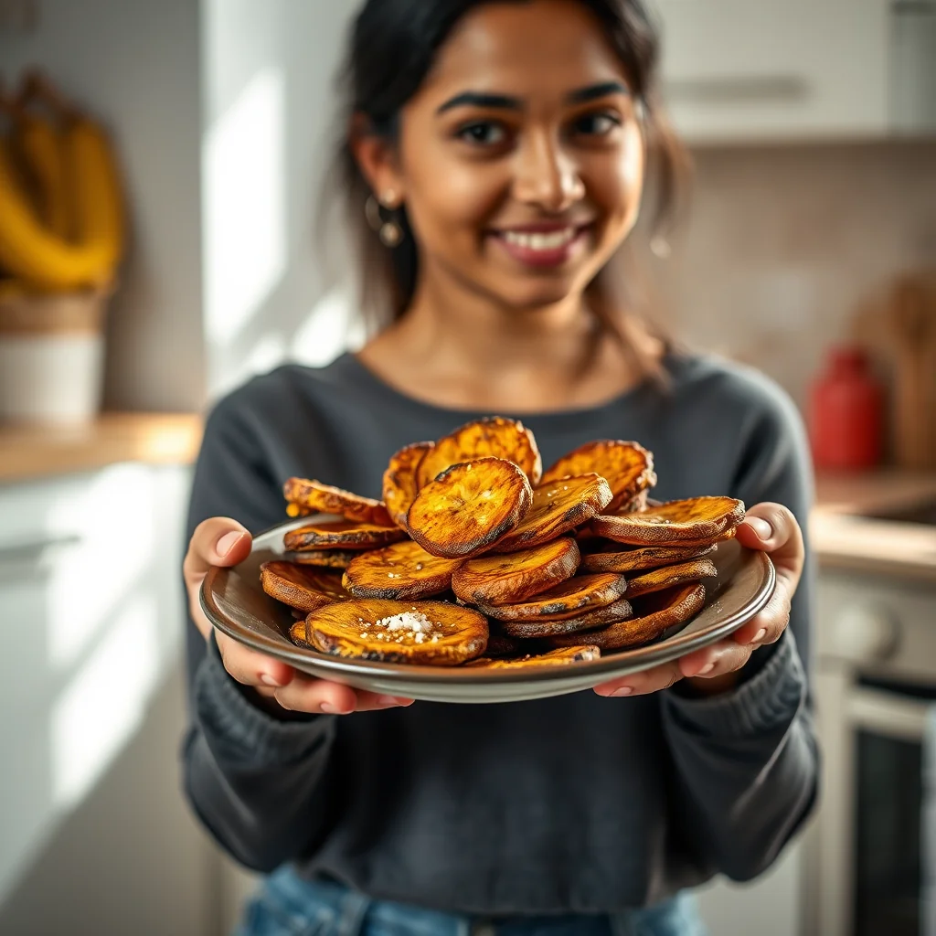 Crispy Plantain Wafers (Sada Kacha Kela Bhaj) – vegetarian recipe