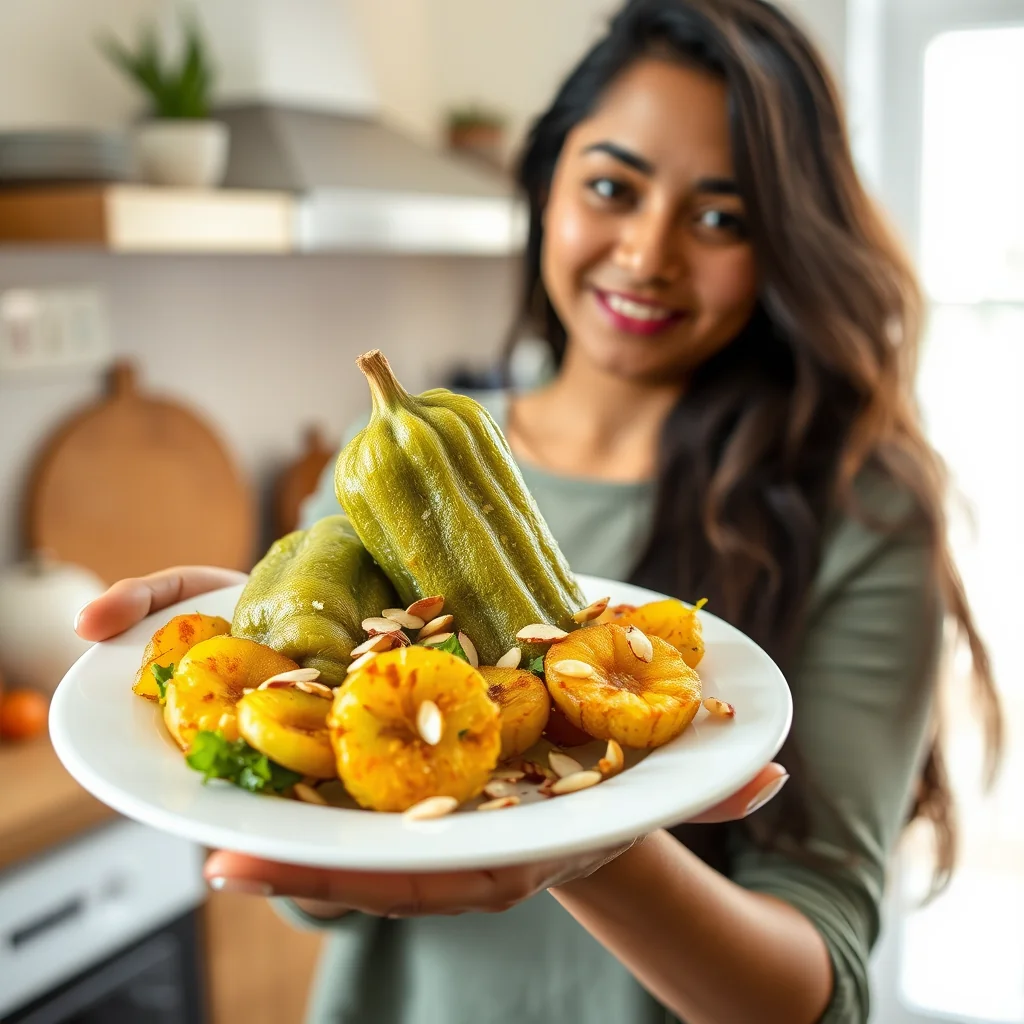 Fried Bitter Melon with Ground Almonds (Bhona Karela Bhaji) – vegetarian recipe