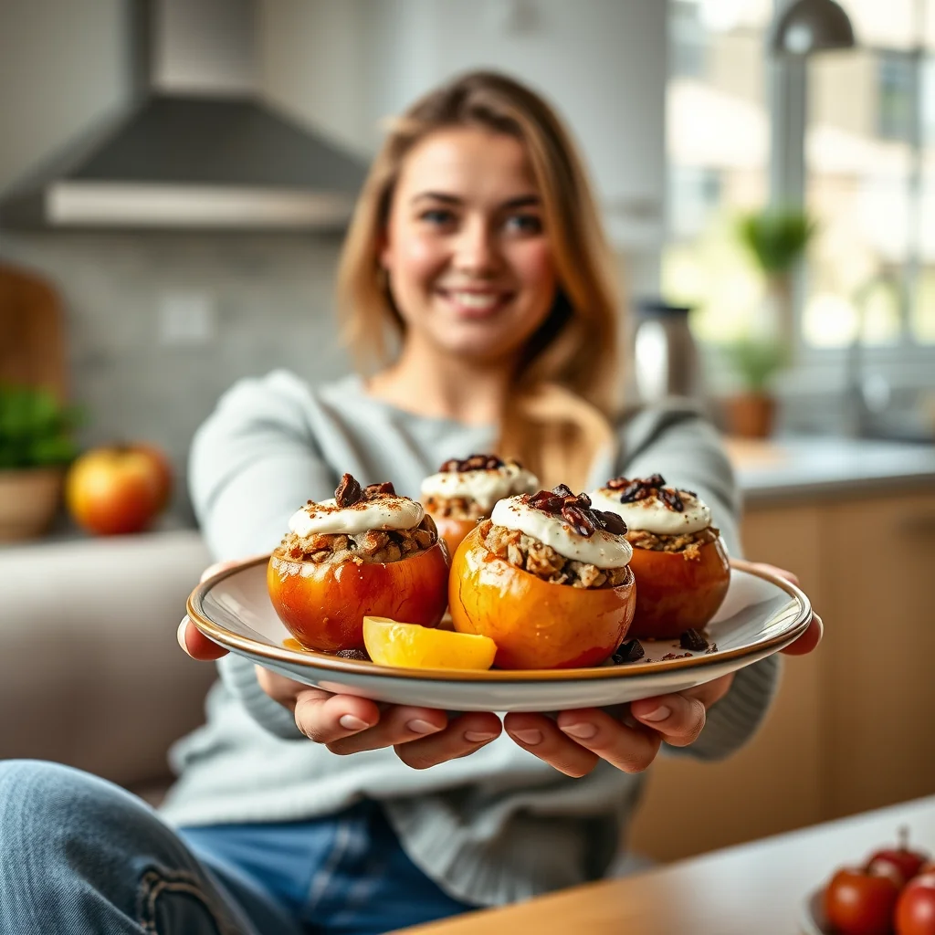 Baked Stuffed Apples with Tahini & Raisins – vegetarian recipe