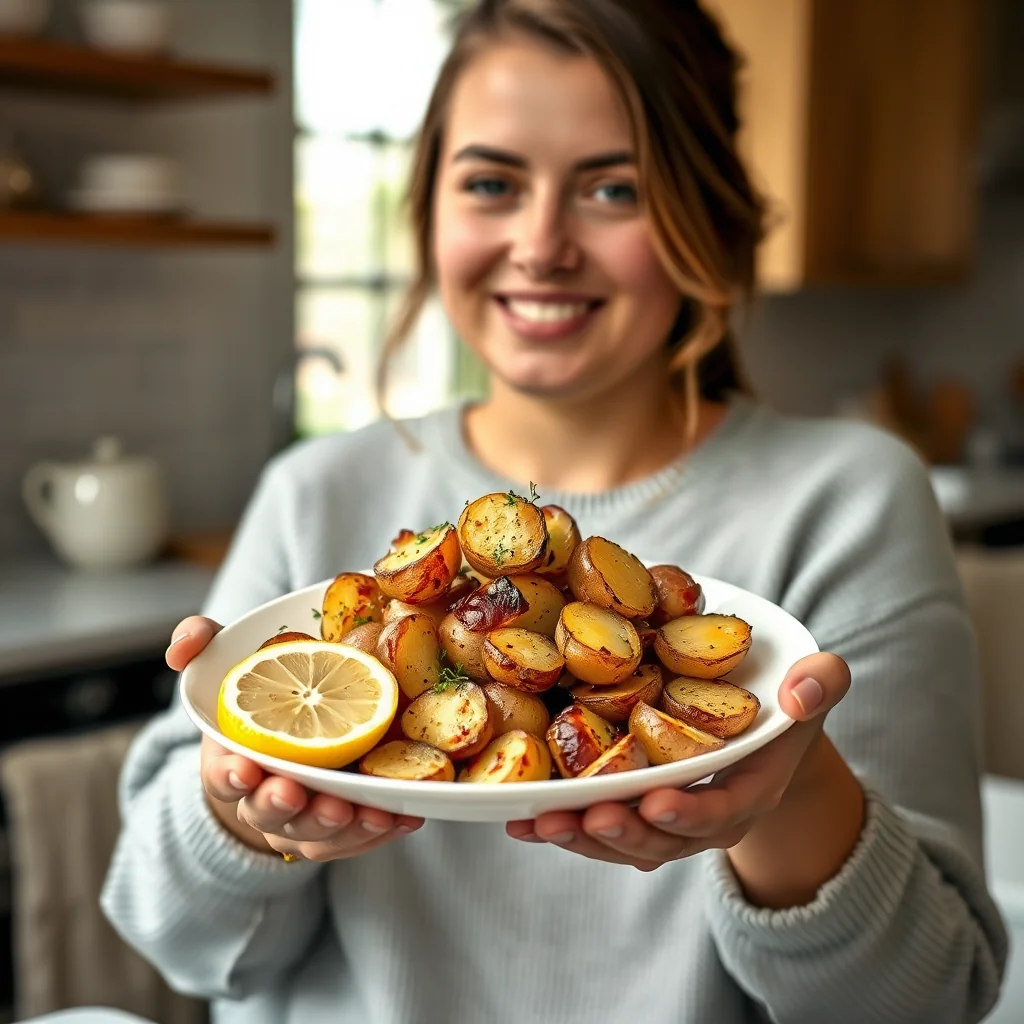 Lighter Greek Lemon Roasted Potatoes – vegetarian recipe