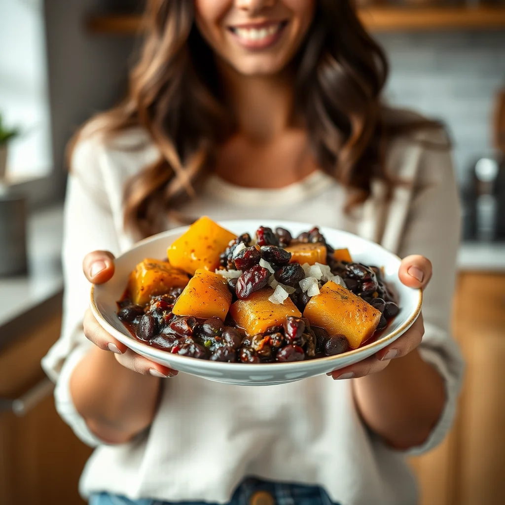 Moroccan Black Bean and Yam Stew with Currants – vegetarian recipe