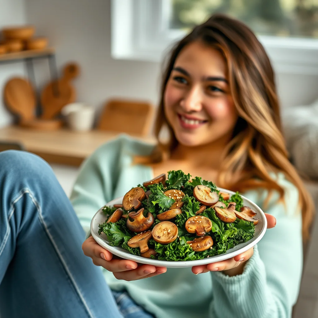 Shiitake Mushroom, Kale, and Sesame Sauté – vegetarian recipe