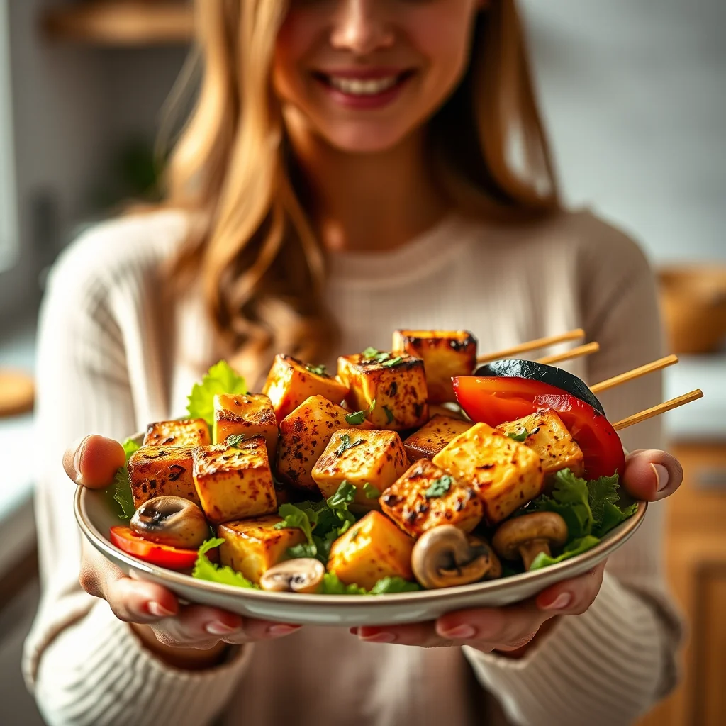 Vibrant Vegetable and Tofu Kebabs – vegetarian recipe