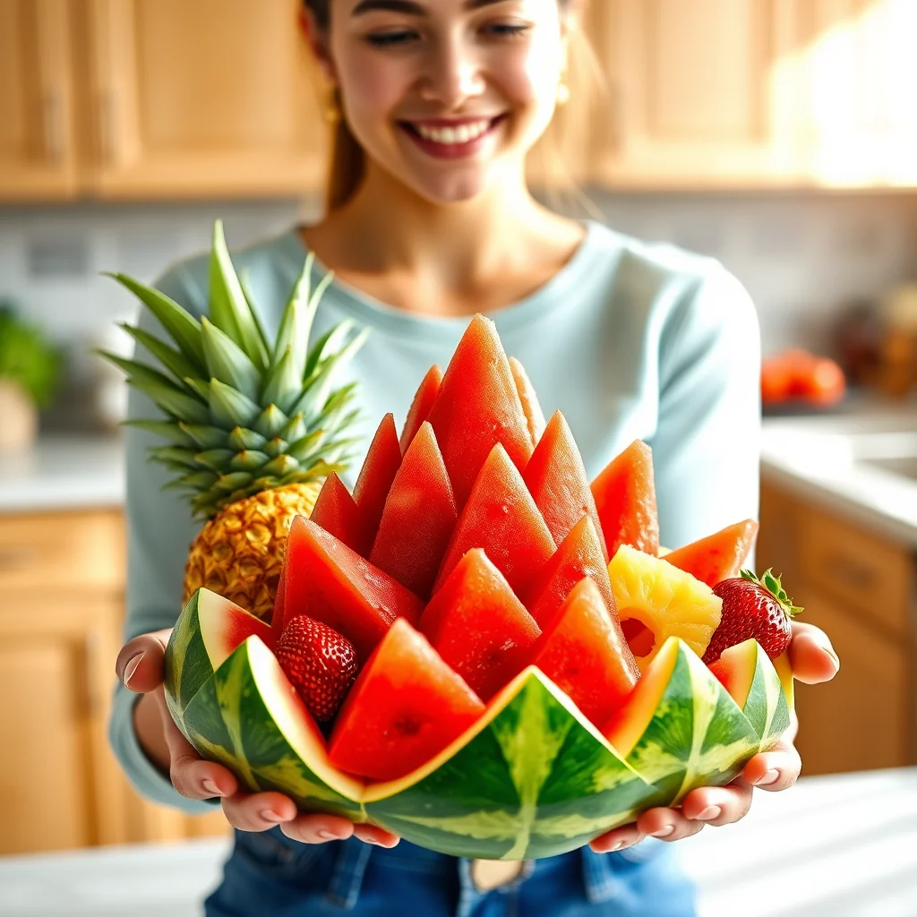 Spectacular Watermelon Fruit Sculpture – vegetarian recipe