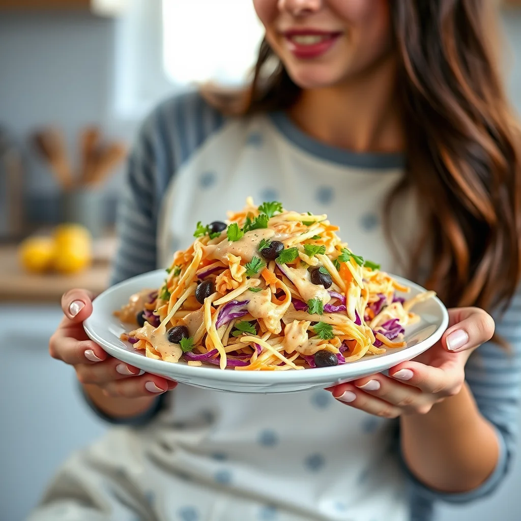 Sea Slaw with Creamy Peanut Dressing – vegetarian recipe