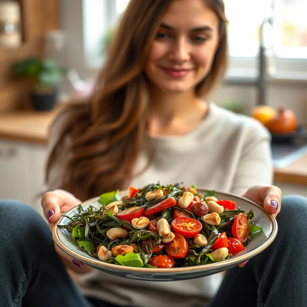 Mediterranean Seaweed Salad with Sun-Dried Tomatoes and Pine – vegetarian recipe