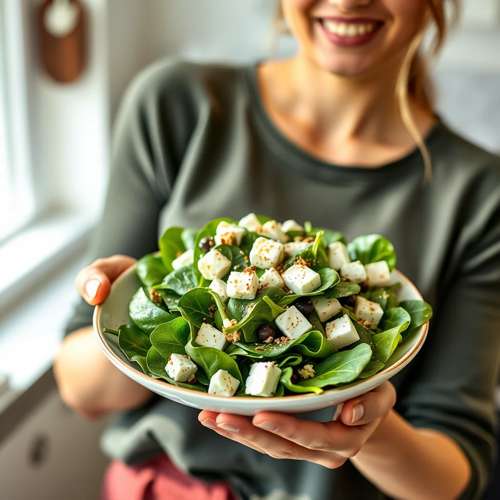 Spinach Salad with Feta and Nutmeg – vegetarian recipe