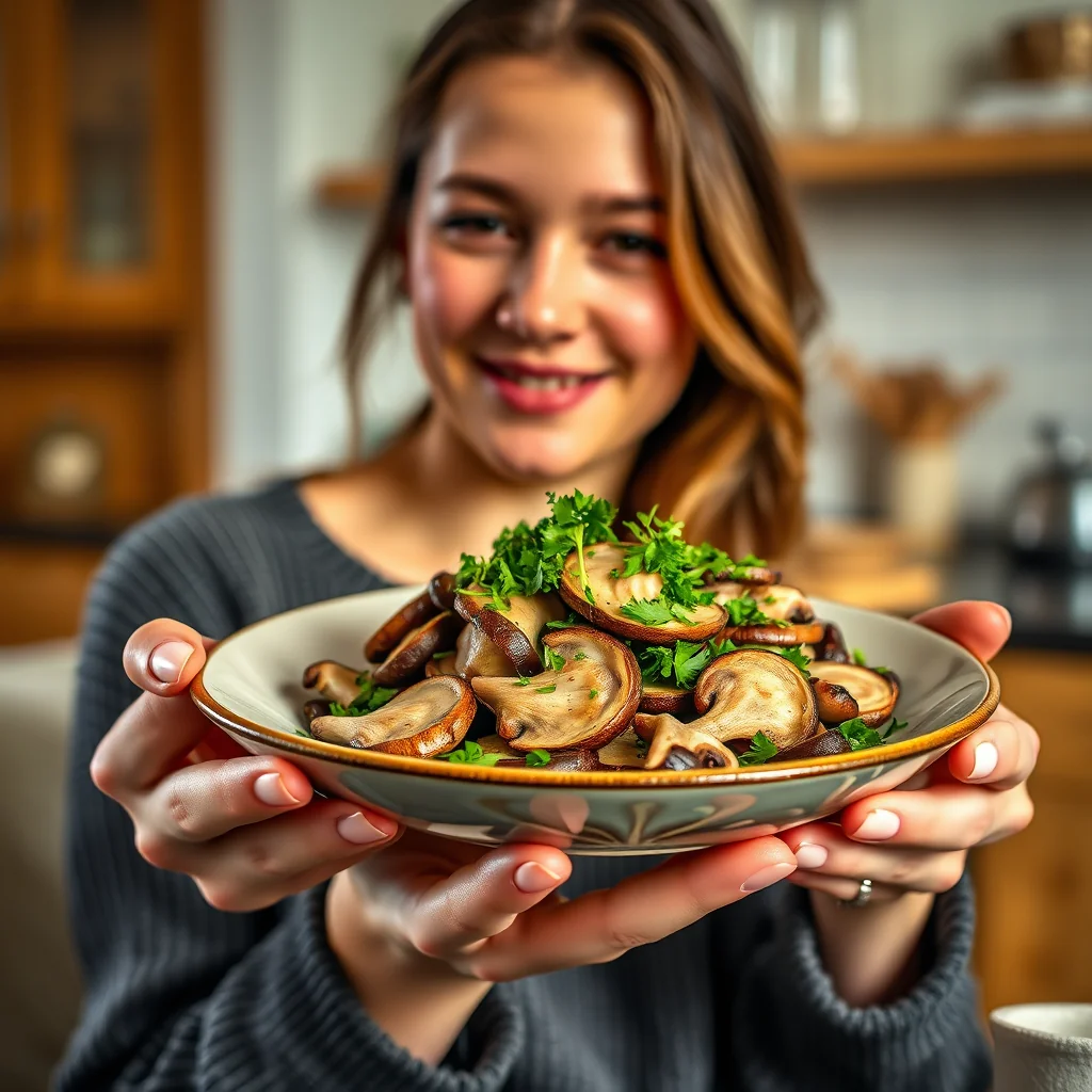 Steamed Mushroom Salad with Coriander-Shallot Vinaigrette – vegetarian recipe