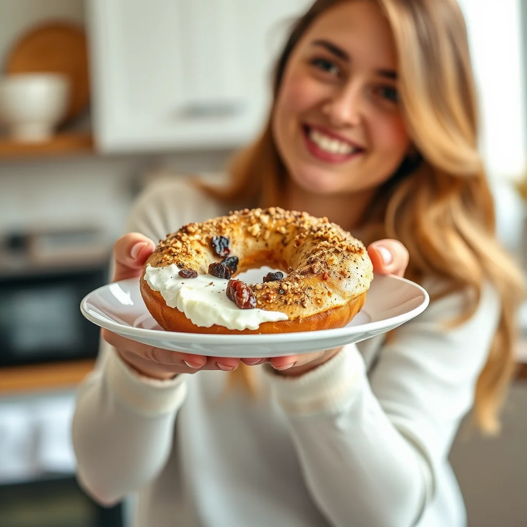 Cinnamon Raisin Walnut Cream Cheese Bagel – vegetarian recipe