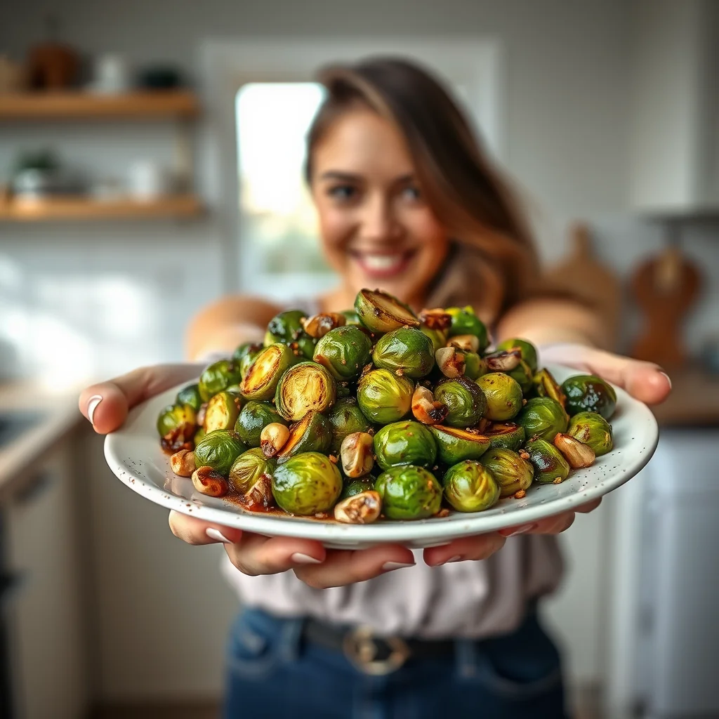 Sautéed Brussels Sprouts with Hazelnuts and Balsamic Glaze – vegetarian recipe