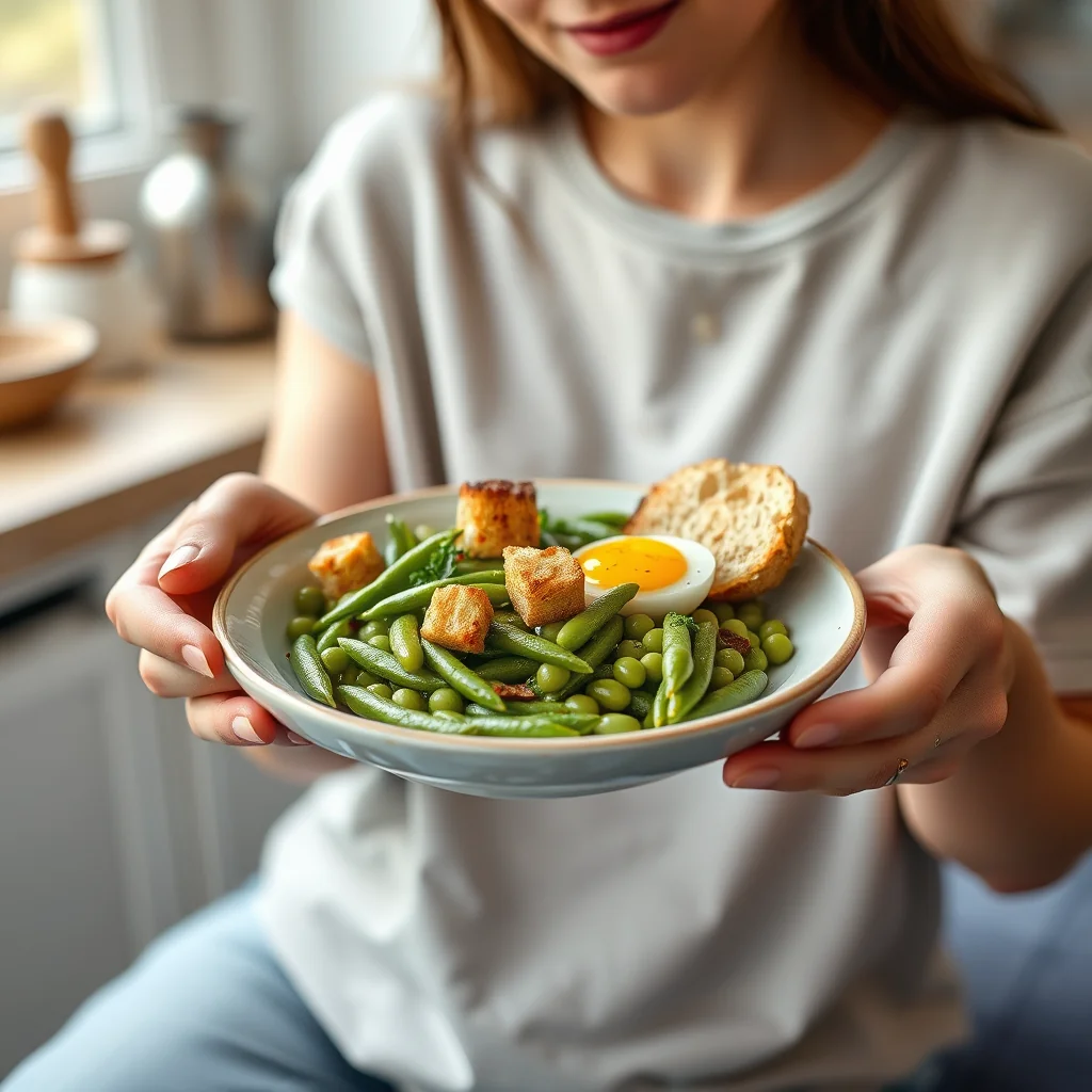 Fresh Fava Beans with Eggs and Croutons – vegetarian recipe