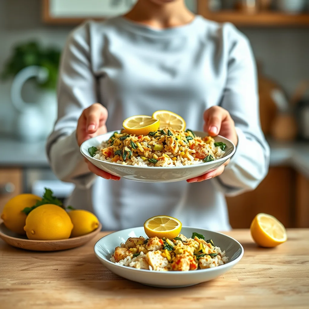 One-Pot Zesty Lemon Tempeh with Rice and Spinach – vegetarian recipe