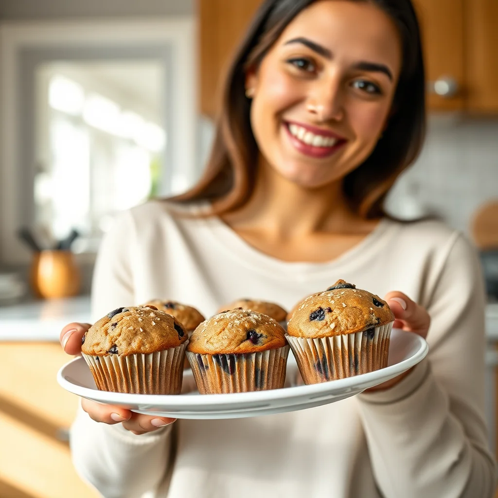 Bakery-Style Whole Wheat Blueberry Muffins – vegetarian recipe