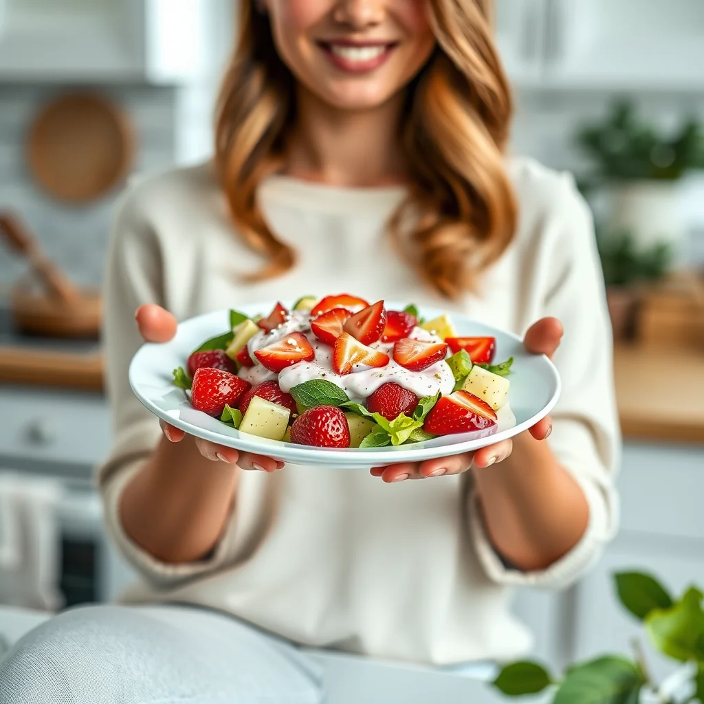 Simple Fruit Salad with Strawberry-Lime Yogurt Sauce – vegetarian recipe
