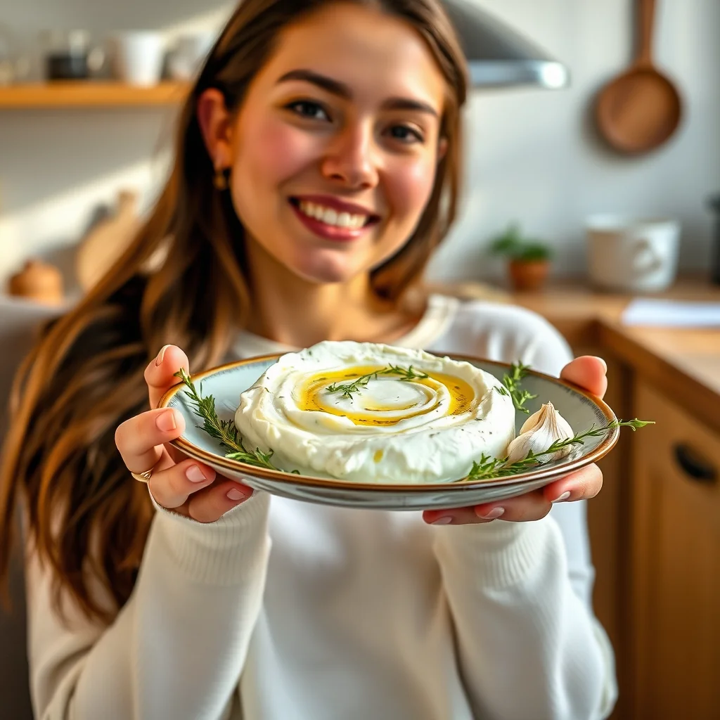 Garlic and Herb Yogurt Cheese Spread (Labneh) – vegetarian recipe