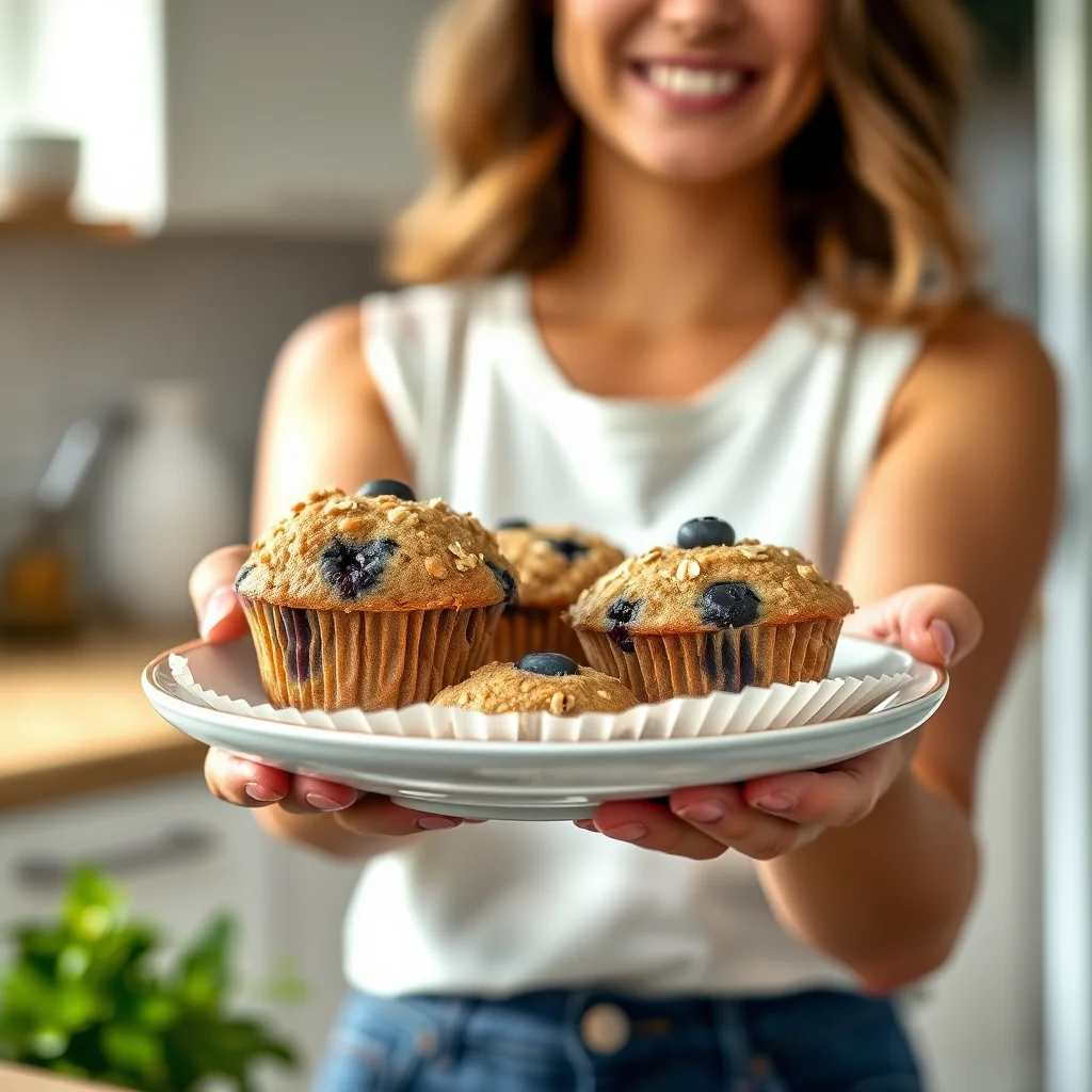 Wholesome Whole Wheat Blueberry Oat Bran Muffins – vegetarian recipe