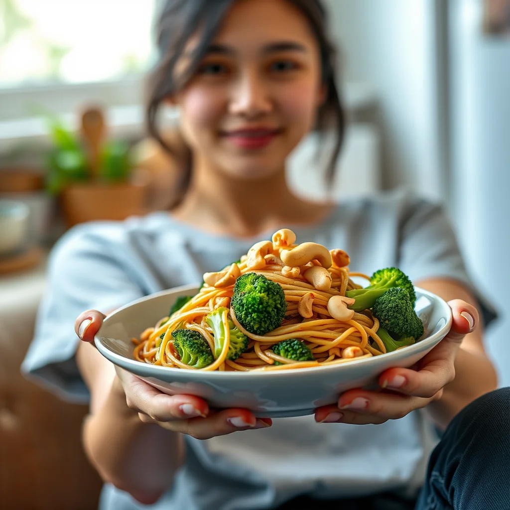 Spicy Sesame Noodles with Broccoli and Cashews – vegetarian recipe