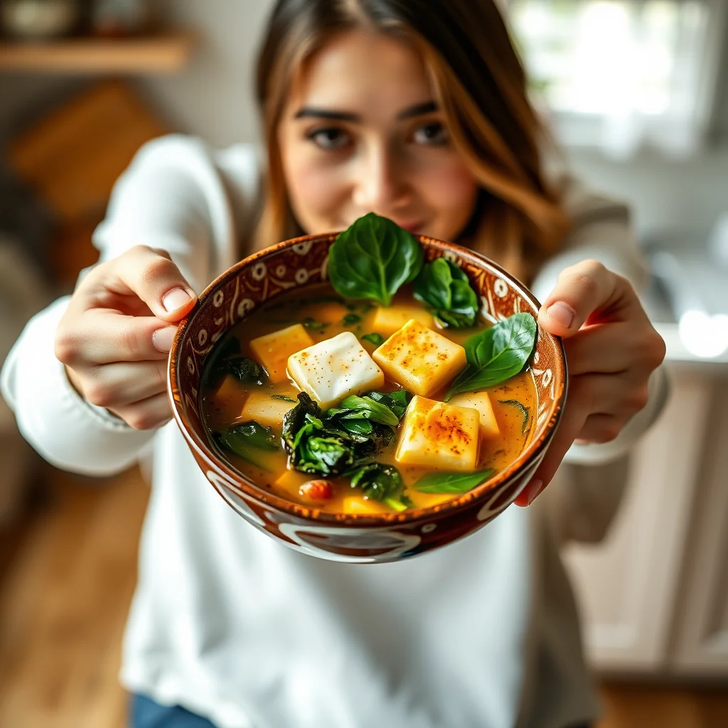 Vibrant Miso Soup with Tofu and Spinach – vegetarian recipe