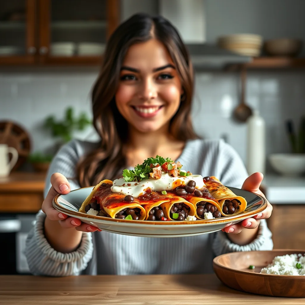 Black Bean and Cream Cheese Enchiladas – vegetarian recipe