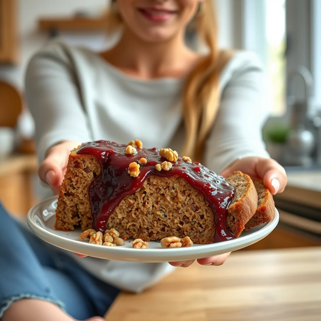 Hearty Walnut Loaf with Burgundy Sauce – vegetarian recipe