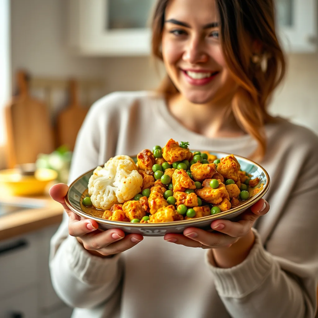 Indian-Inspired Curried Cauliflower and Peas (Sabzi) – vegetarian recipe