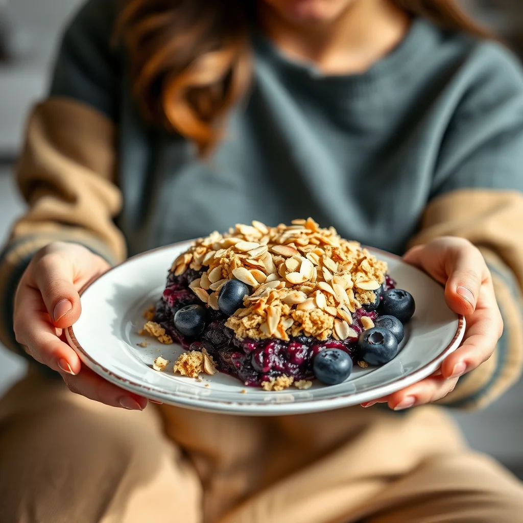 Vegan Blueberry Crumble with Crisp Almond Topping – vegetarian recipe