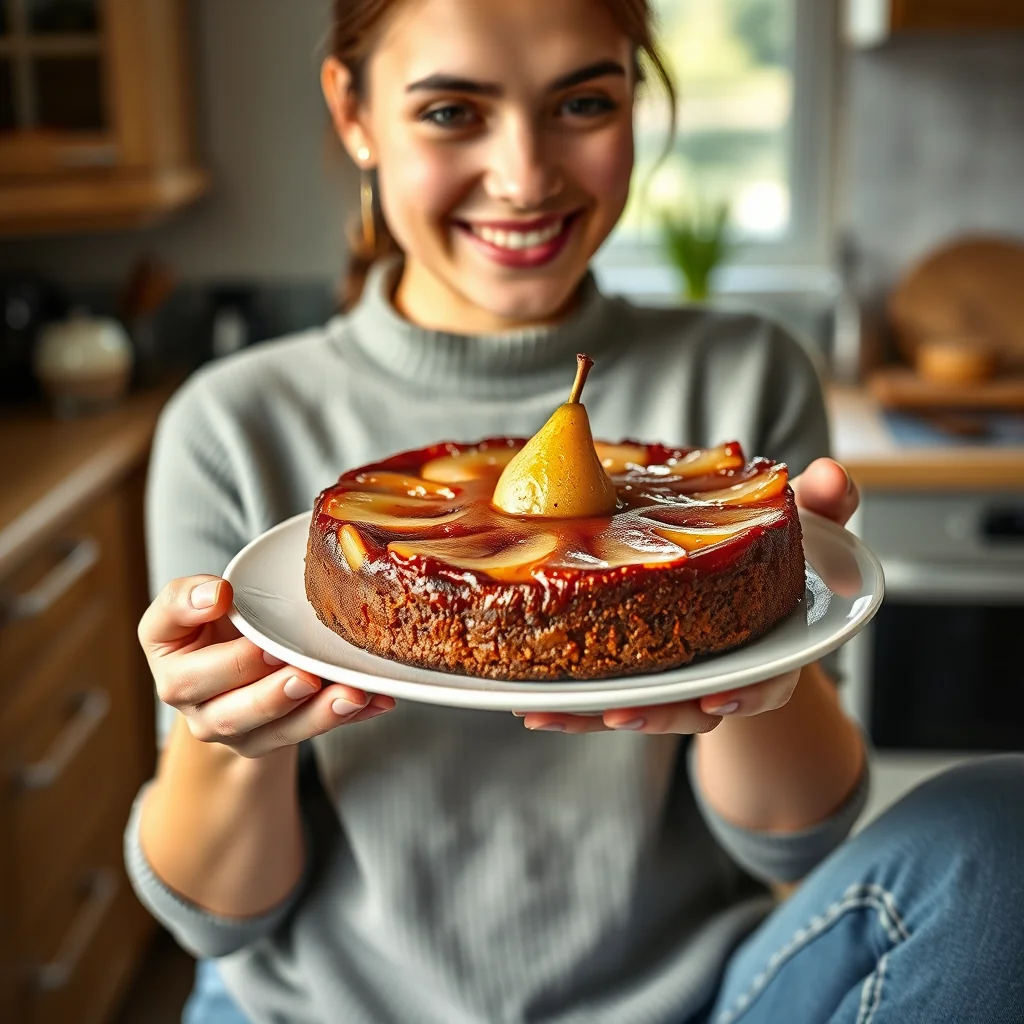 Delectable Pear Upside-Down Cake – vegetarian recipe