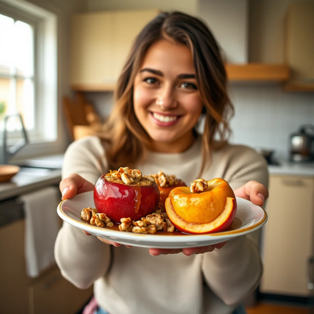 Honey-Brandy Baked Apples with Walnuts – vegetarian recipe