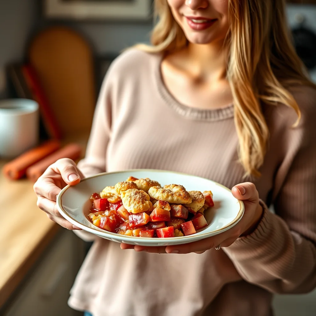 Honey Rhubarb Cobbler with Orange & Spice – vegetarian recipe