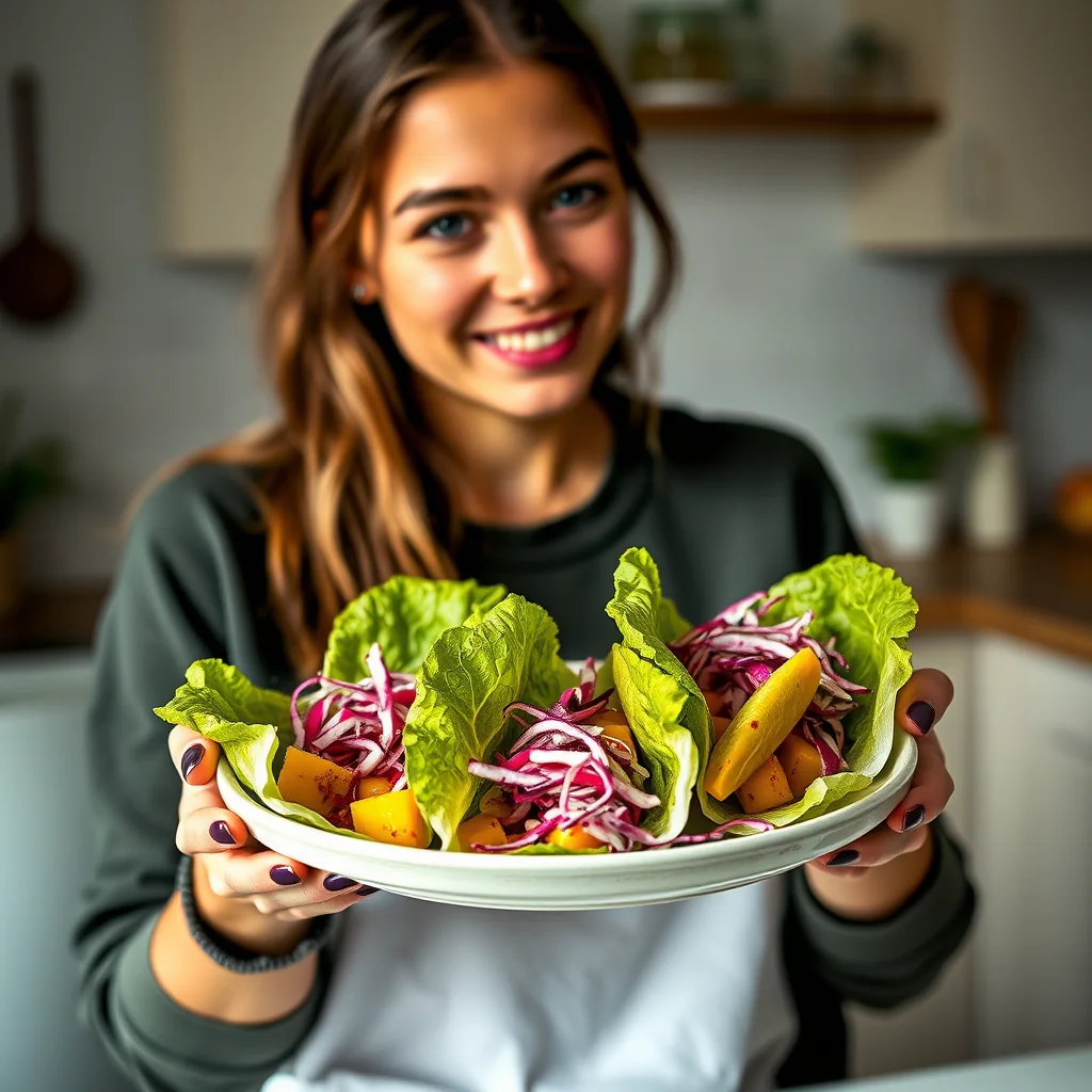 Vegan Mango Lettuce Cups with Radish Slaw – vegetarian recipe