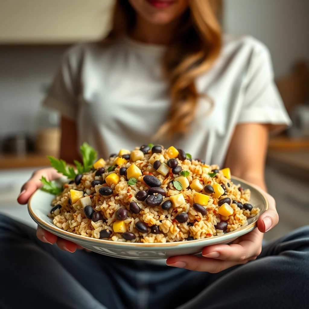 Black Bean and Corn Rice Salad – vegetarian recipe
