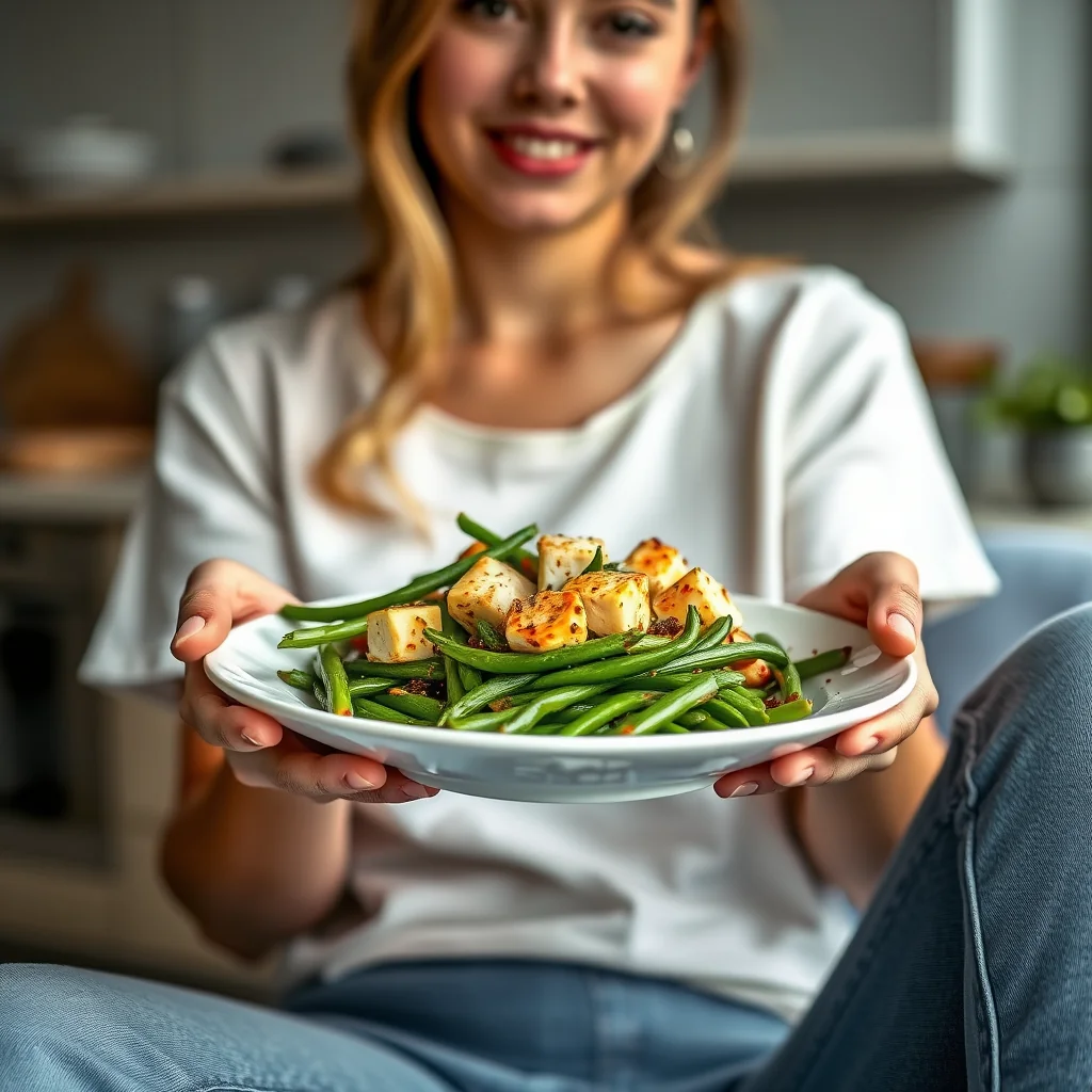 Green Bean and Lemon-Pepper Tofu Salad – vegetarian recipe