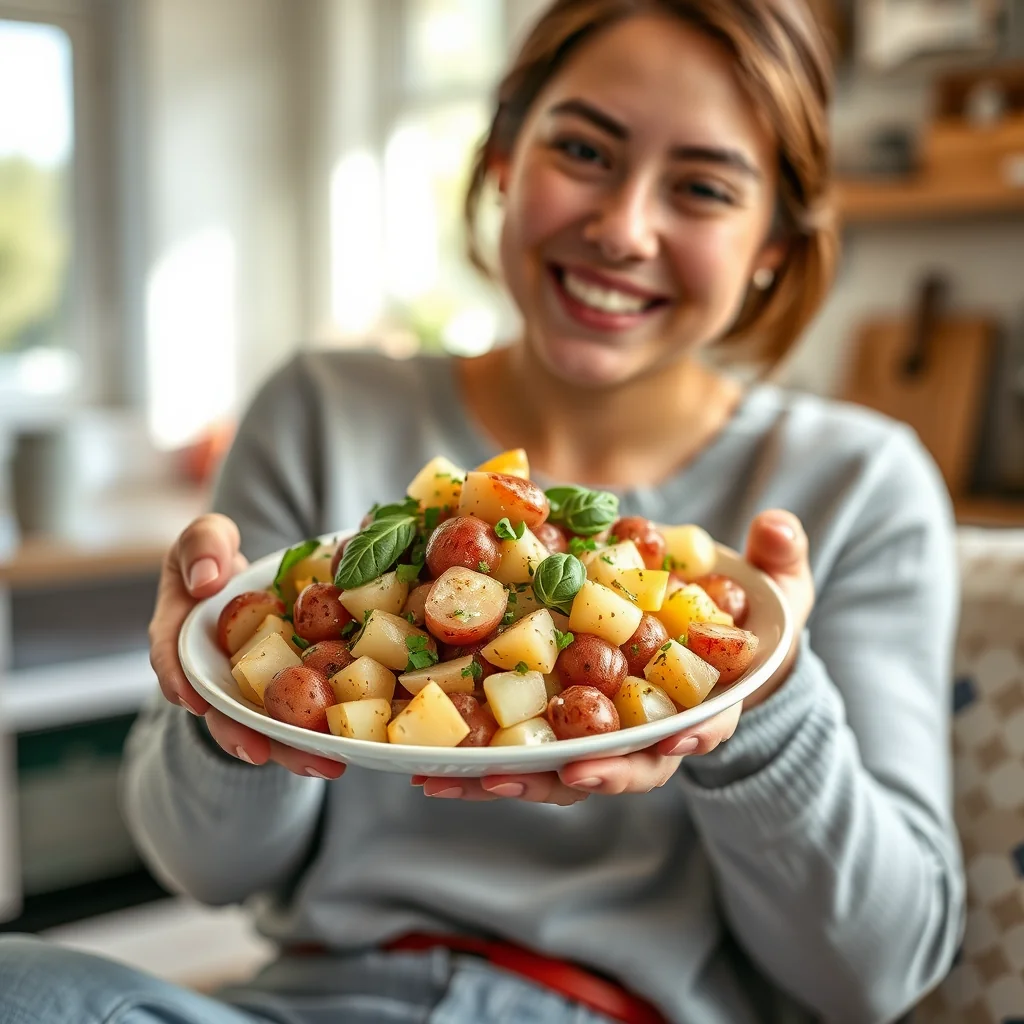 Mediterranean Potato Salad with Basil & Vinaigrette – vegetarian recipe