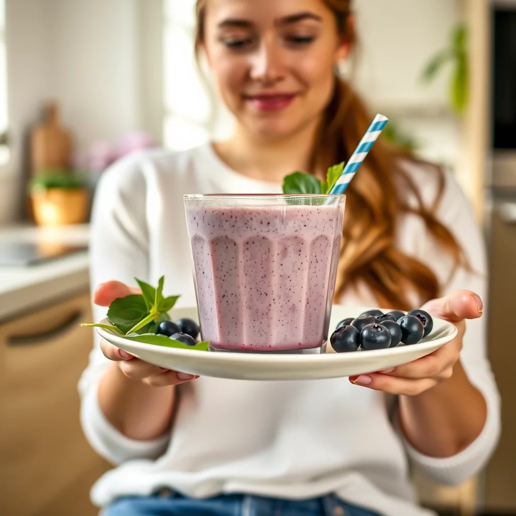 Creamy Blueberry Spinach Smoothie (with Tofu) – vegetarian recipe
