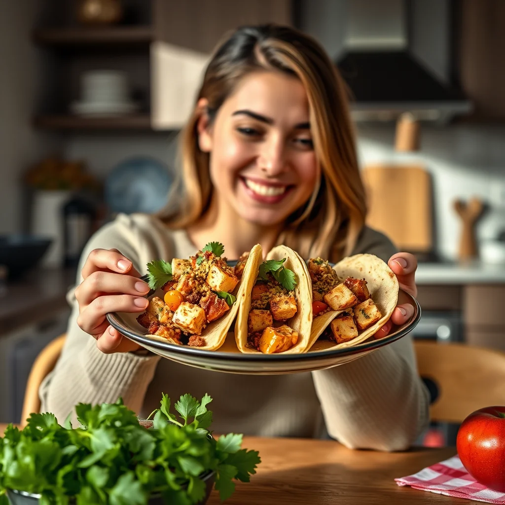Cheesy Vegan Tofu Tacos with Hemp Seeds – vegetarian recipe