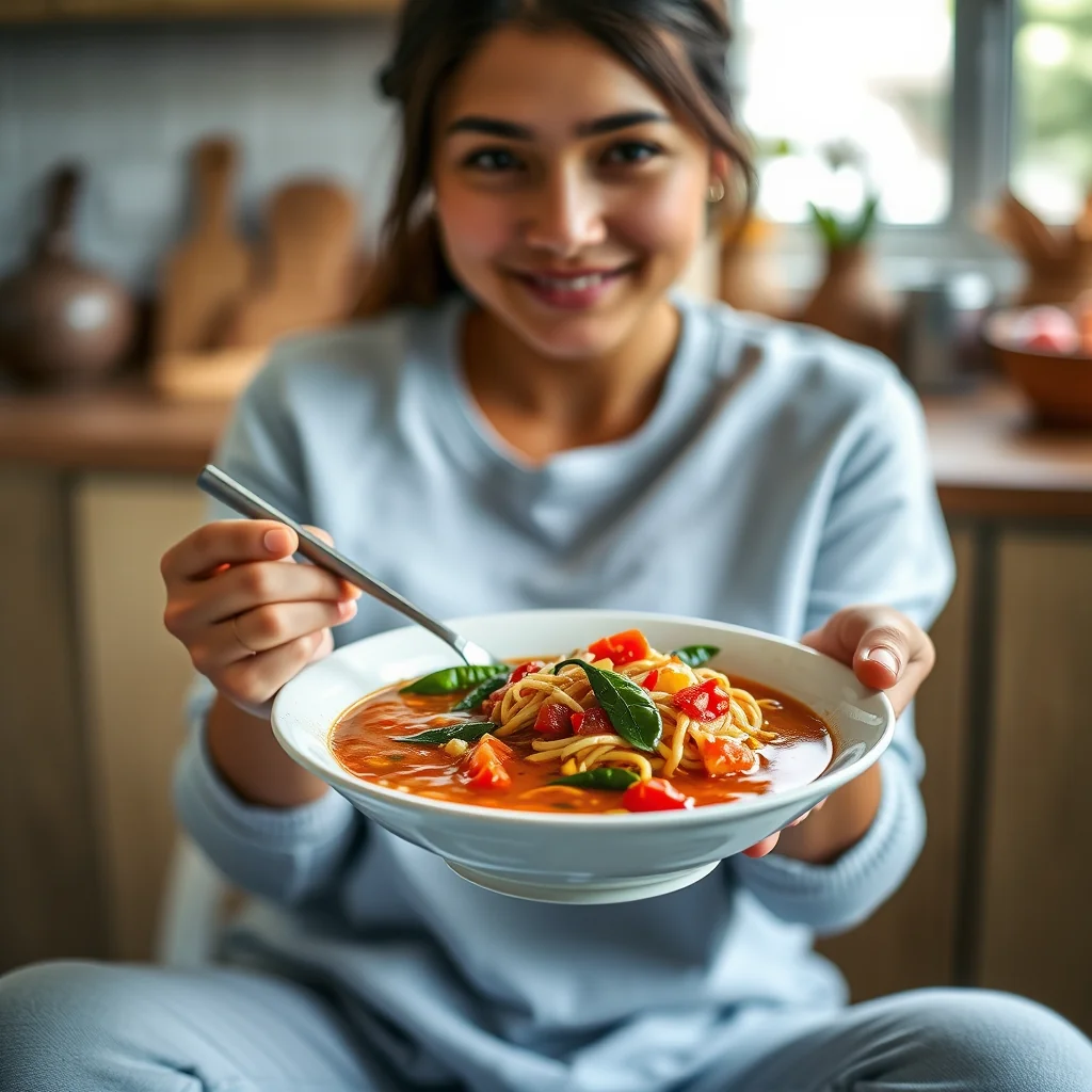 Tomato Broth with Spicy Paparh Noodles (Paparh Shorba) – vegetarian recipe