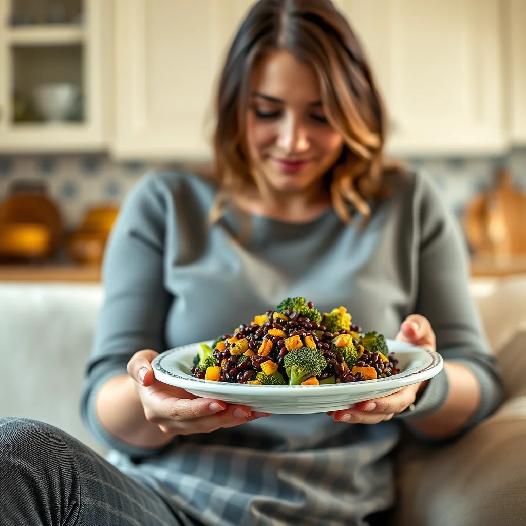 Warm Beluga Lentil and Broccoli Salad with Honey-Mustard Dre – vegetarian recipe