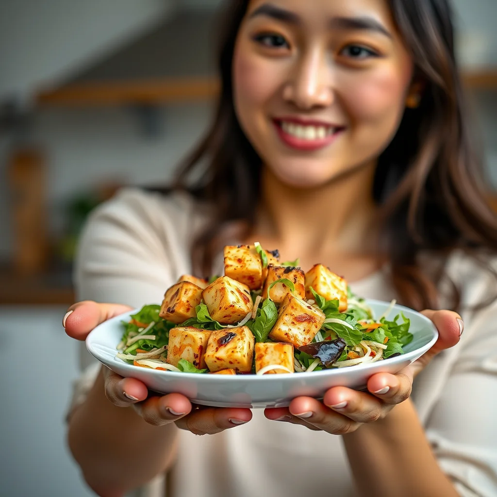 Asian-Style Tossed Salad with Baked Tofu – vegetarian recipe