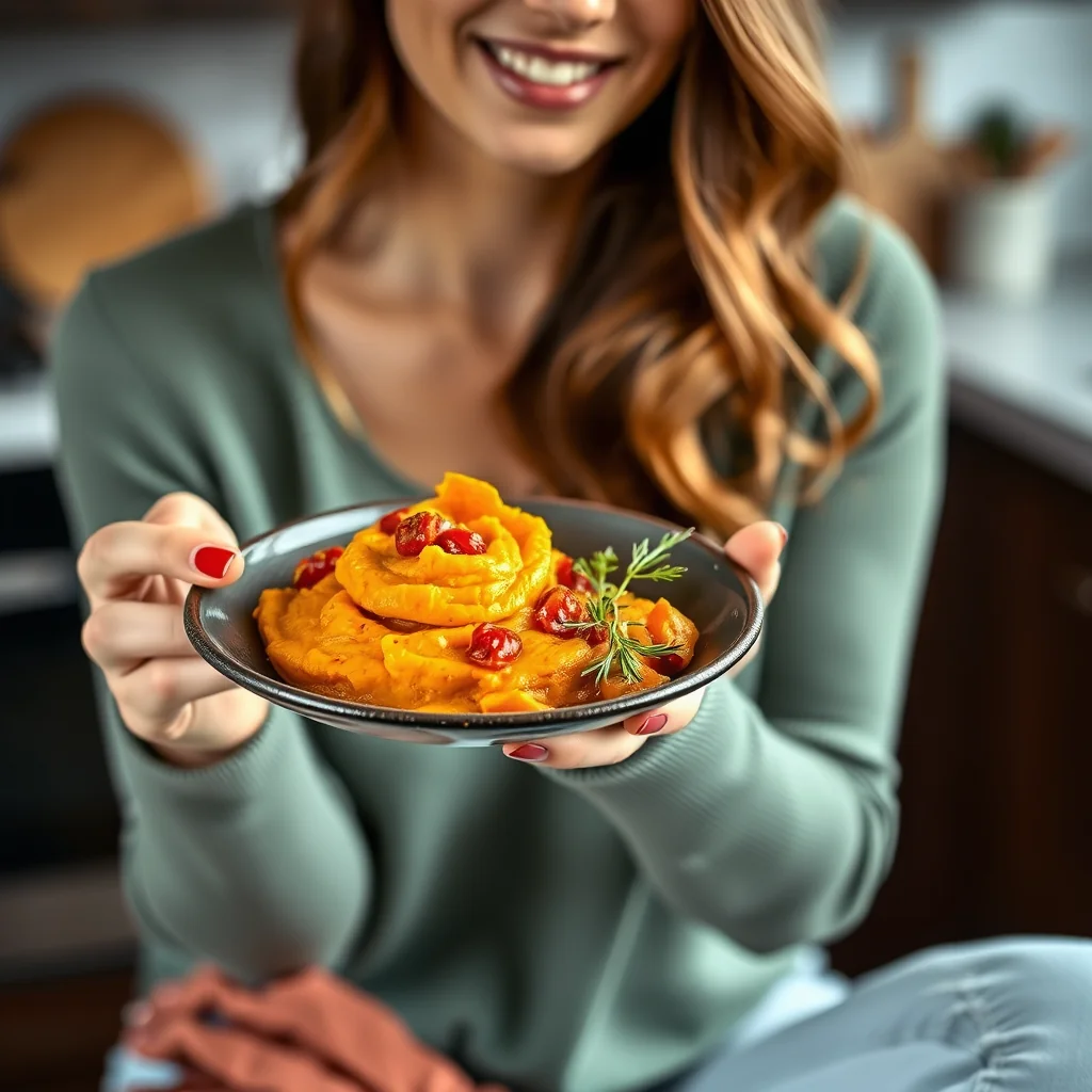 Buttery Sweet Potato Purée with Tomato Bits SHAKARKAND BHART – vegetarian recipe