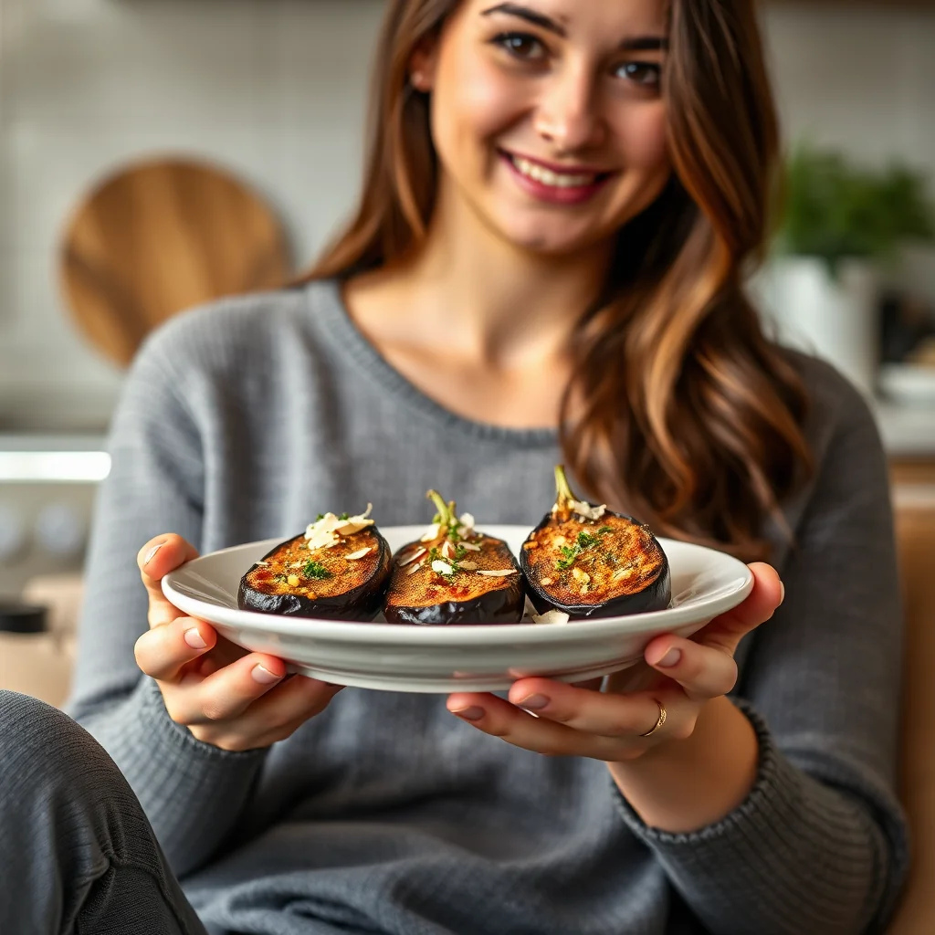 Pan-Fried Baby Eggplants Stuffed with Ground Almonds BADAAM – vegetarian recipe