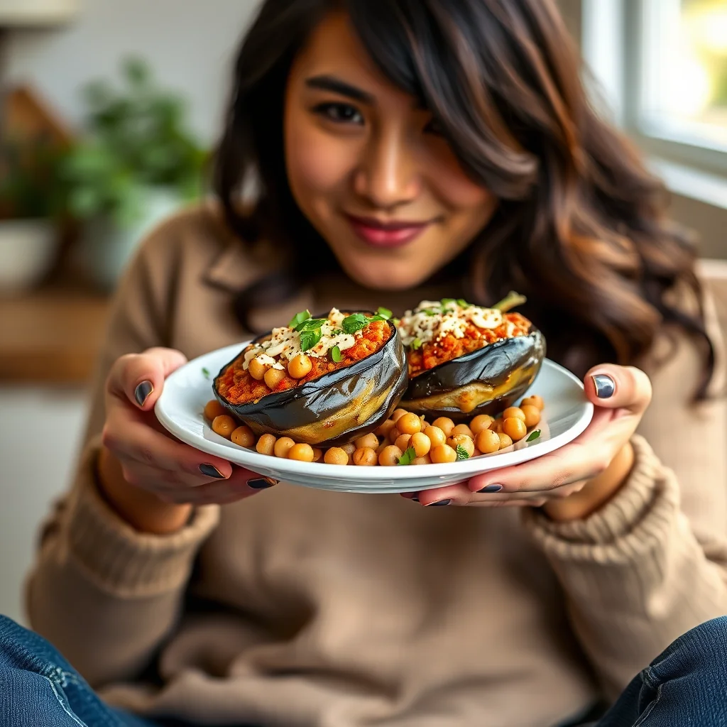 Stuffed Eggplant Supreme with Panir Cheese and Chickpeas PAN – vegetarian recipe