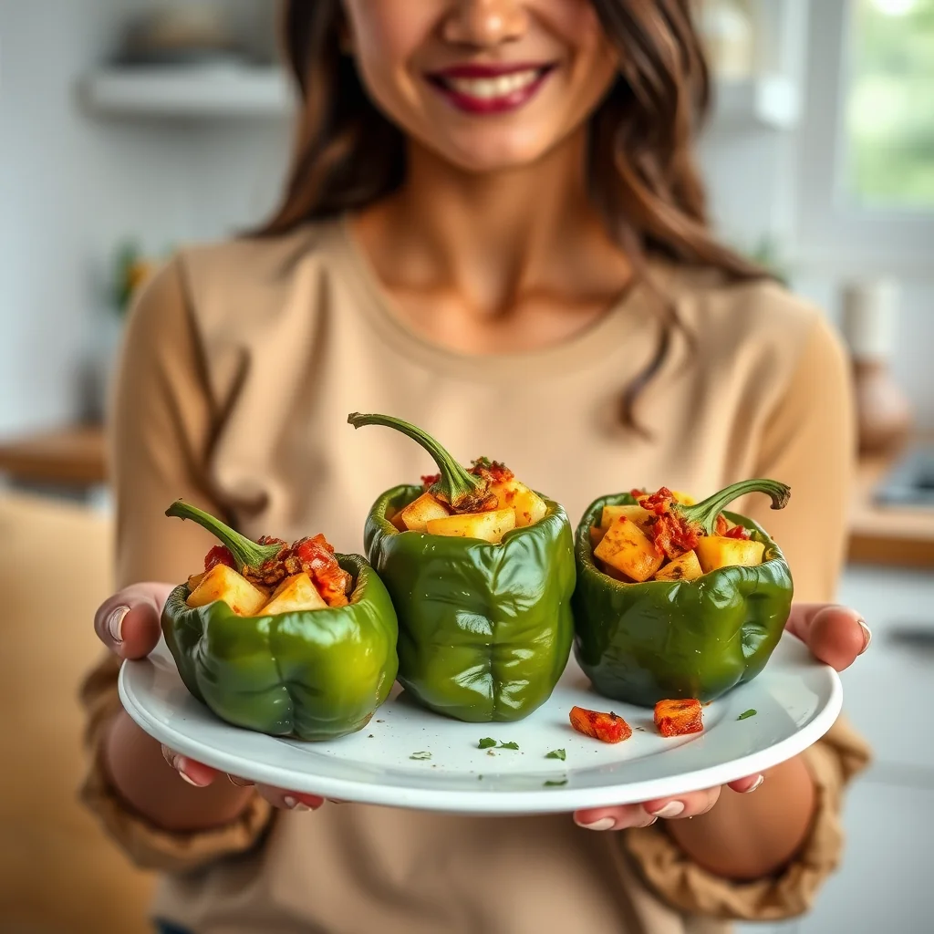 Spicy Potato-Stuffed Green Peppers ALOO BHARA SIMLA MIRCH – vegetarian recipe