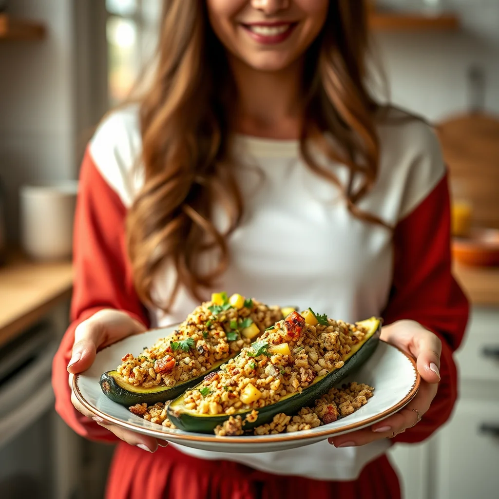 Zucchini Boats Stuffed with Herbed Buckwheat Pilaf KOTU BHAR – vegetarian recipe