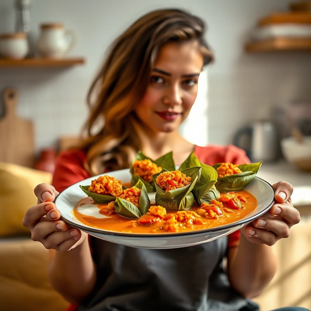 Stuffed Arbi Leaves in Tomato and Sour Cream Sauce URAD DAL – vegetarian recipe