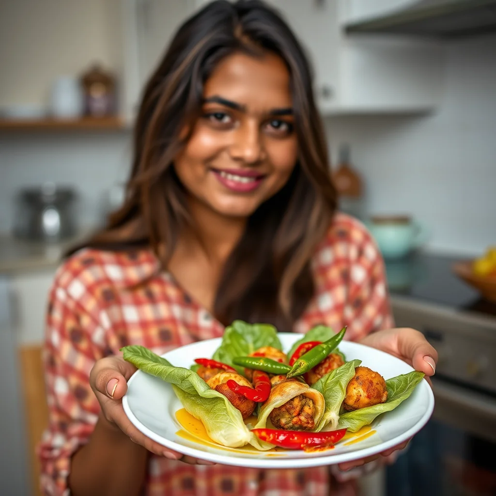 Cabbage Leaves Stuffed with Red Bell Pepper Uppma UPPMA BHAR – vegetarian recipe