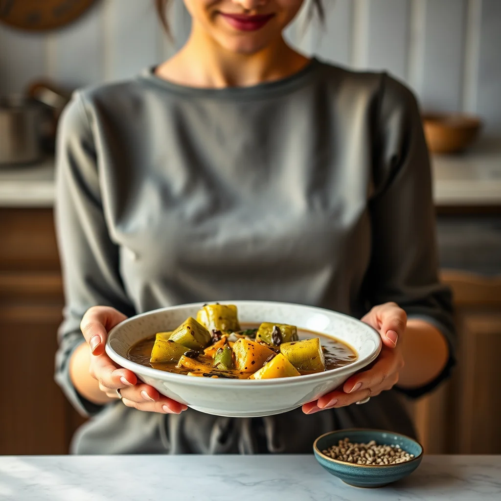 Bitter Melon Vegetable Stew in Poppy Seed Gravy KHAS KHAS SH – vegetarian recipe