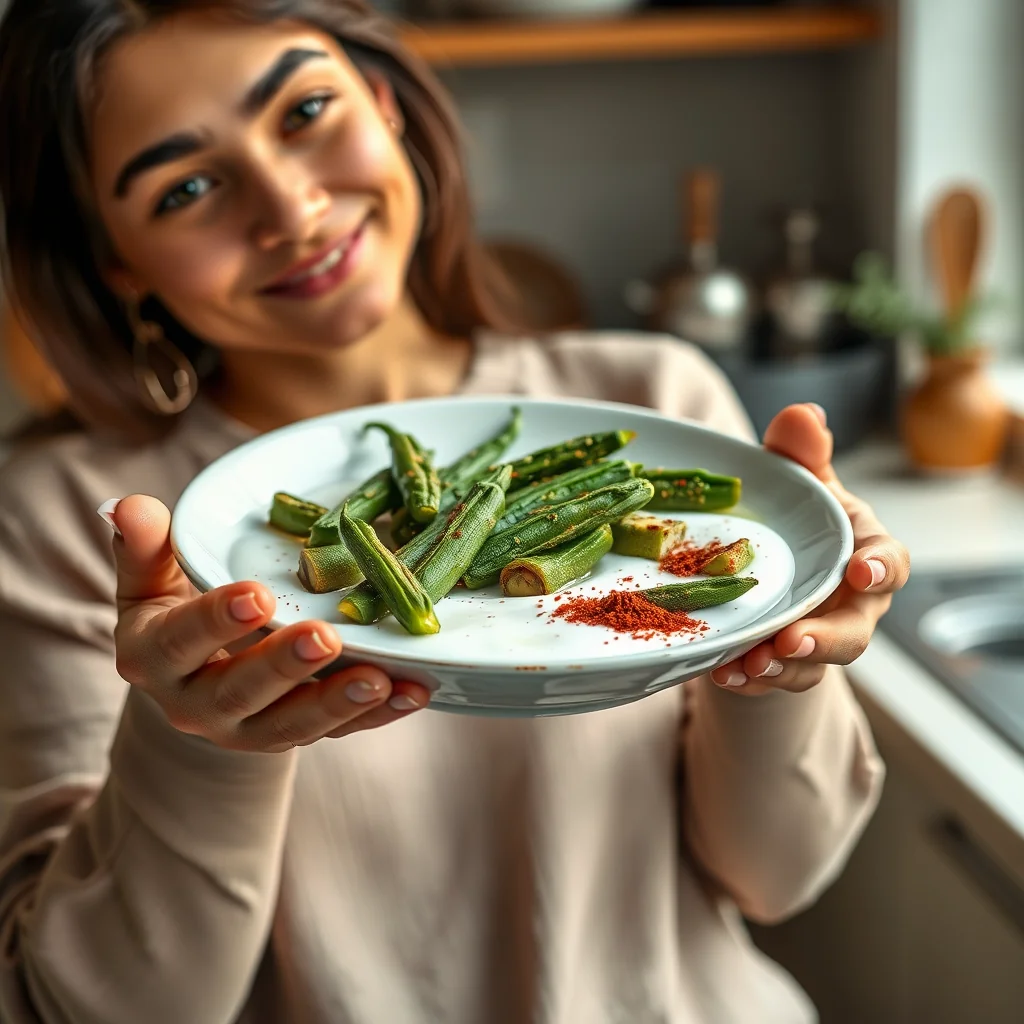 Fried Okra in Smooth Yogurt BHINDI RAITA – vegetarian recipe