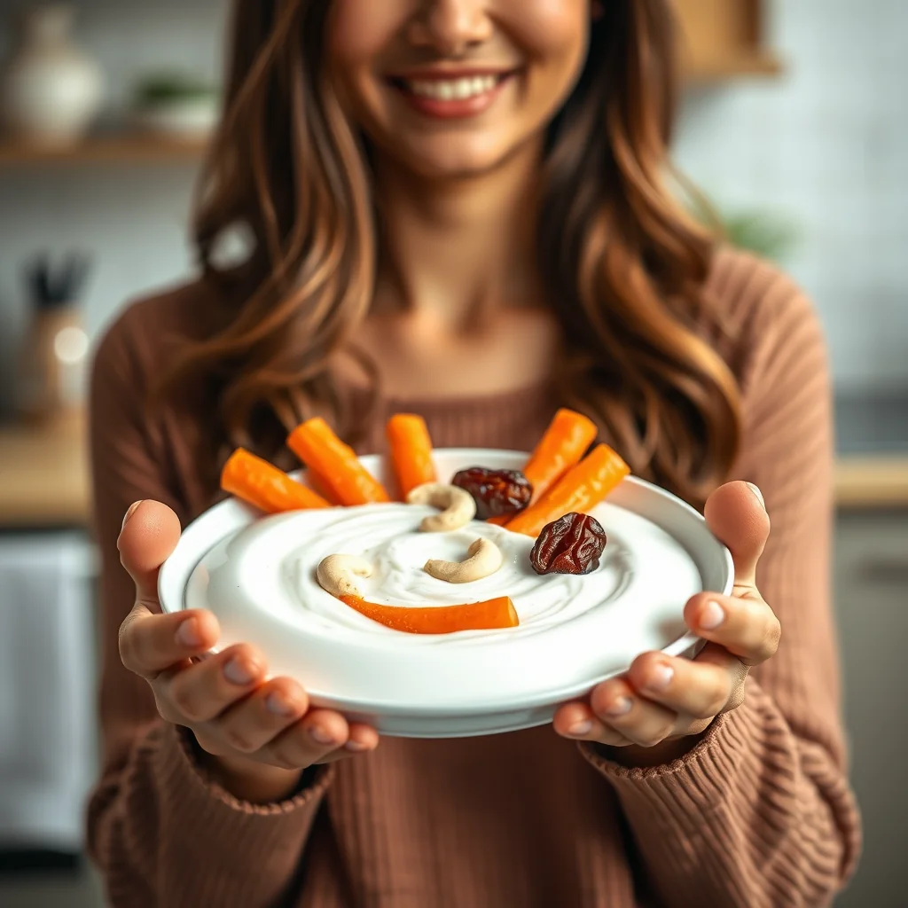 Carrots, Cashews and Dates in Smooth Yogurt GAJAR KAJU RAITA – vegetarian recipe