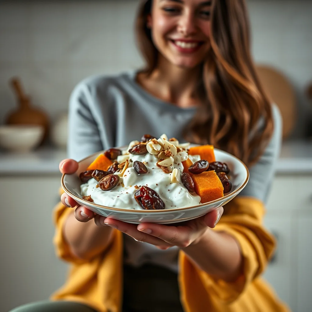 Sweet Potato Yogurt Salad with Dates and Almonds SHAKARKAND – vegetarian recipe