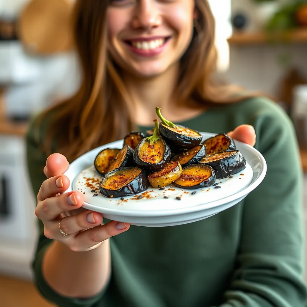 Spiced Eggplant in Smooth Yogurt BAIGAN RAITA – vegetarian recipe